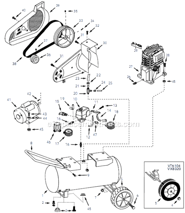 Page A Diagram and Parts List for VX833302 2001 Campbell Hausfeld Compressor